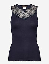 Silk Top Regular W/ Lace Rosemunde Navy