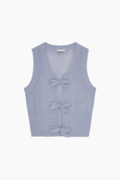 Light Mohair Tie String Vest K2307 - Heather - Ganni - Blå Xl