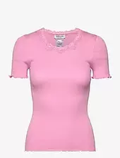 Rwbeatha Ss Regular O-neck Lace T-s Rosemunde Pink