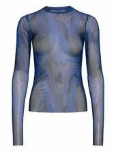 Mesh Print Long Sleeve Top Weekday Blue
