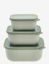 Rectangular Bowl Set W.lid Cirqula High 3 Pcs Mepal Green