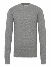 Recycle Structure Knit O-neckrecycle Structure Knit O-neck Lindbergh Grey
