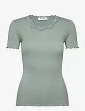 Rwbeatha Ss Regular O-neck Lace T-s Rosemunde Green