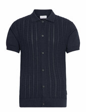 Knitted S/s Cable Cardigan Lindbergh Navy