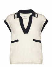 Rib Knit Sleeveless Polo Gant Cream