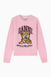 Graphic Wool Sweater A1070047 - Chalk Pink - Ganni - Pink L