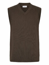 Rib Knitted V-neck Slipover Lindbergh Brown