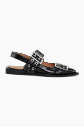 Chunky Buckle Ballerina Naplack S2312 - Black - Ganni - Sort 39