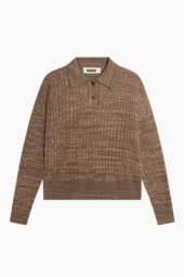 Wbmouls Knitted Polo - Dark Brown - Woodbird - Brun S