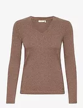Dagnaiw Melange V-neck Ls Inwear Beige