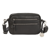 Style Oman I Sort Læder M. Lynlåse I Sølv. Skøn Unisex Clutch, Skulder - & Crossbodytaske, Klassisk Læderrem