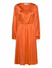 Vipetia L/s V-neck Mid Calf Dress/dc Vila Orange