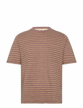 Akkikki Cot/linen Stripe Tee Anerkjendt Brown