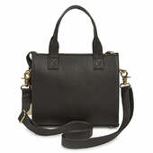 Style Onyx I Sort Med Hjerte Af Nitter I Guld. Mindre Og Smuk Kombineret Hånd-, Skulder-, Og Crossbodytaske, Klassisk Læderrem