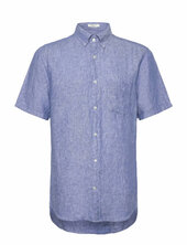 Reg Linen Ss Shirt Gant Blue