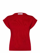 Short-sleeved Fine-knit Sweater Mango Red