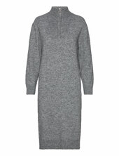 Objminna L/s Zip Knit Dress Object Grey