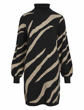 Objray L/s Knit Rollneck Dress Aop Noos Object Black
