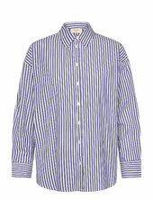 Shirt From Freequent In A Light Material With Stripes. The Shirt Has A Casual De Free/quent Blue