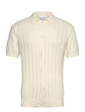 Knitted S/s Cable Cardigan Lindbergh Cream