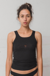 Heart Tank Cotton Rib - Black - Baserange - Sort L