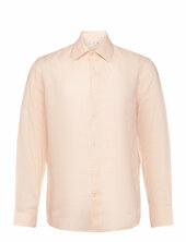 Regular-fit 100% Linen Shirt Mango Orange