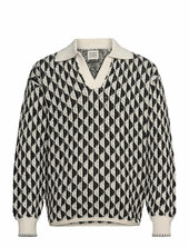 Textured Jacquard Dropped Shoulder Long Sleeve Polo Scotch & Soda Black