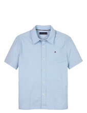 Stretch Oxford Shirt Ss Tommy Hilfiger Blue