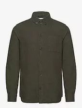 Regular Fit Melangé Flannel Shirt - Knowledge Cotton Apparel Green